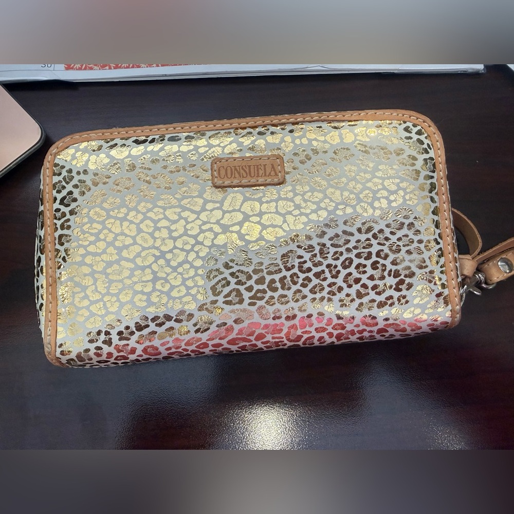 Consuela Gold and Brown Leopard Print Wallet